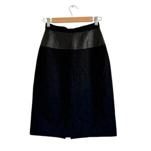 AMERICAN VINTAGE BLACK LEATHER WOOL PENCIL SKIRT WOMENS SIZE 6